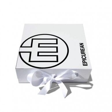 SET OF WHITE & BLACK EPICUREAN.LT GIFT BOXES WITH RIBBON TIES 2 UNITS 2
