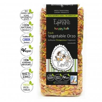 HOME MADE VEGETABLE ORZO WITHOUT SALT "MAMA IRENE" 400 G